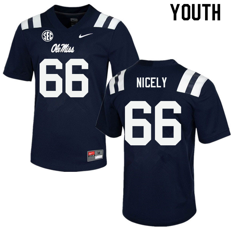 Cedrick Nicely Ole Miss Rebels NCAA Youth Navy #66 Stitched Limited College Football Jersey KSF1258NP